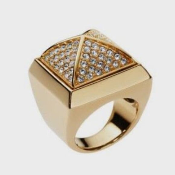 Michael Kors Gold Pavé Pyramid Ring – Size 7 - Picture 3 of 3